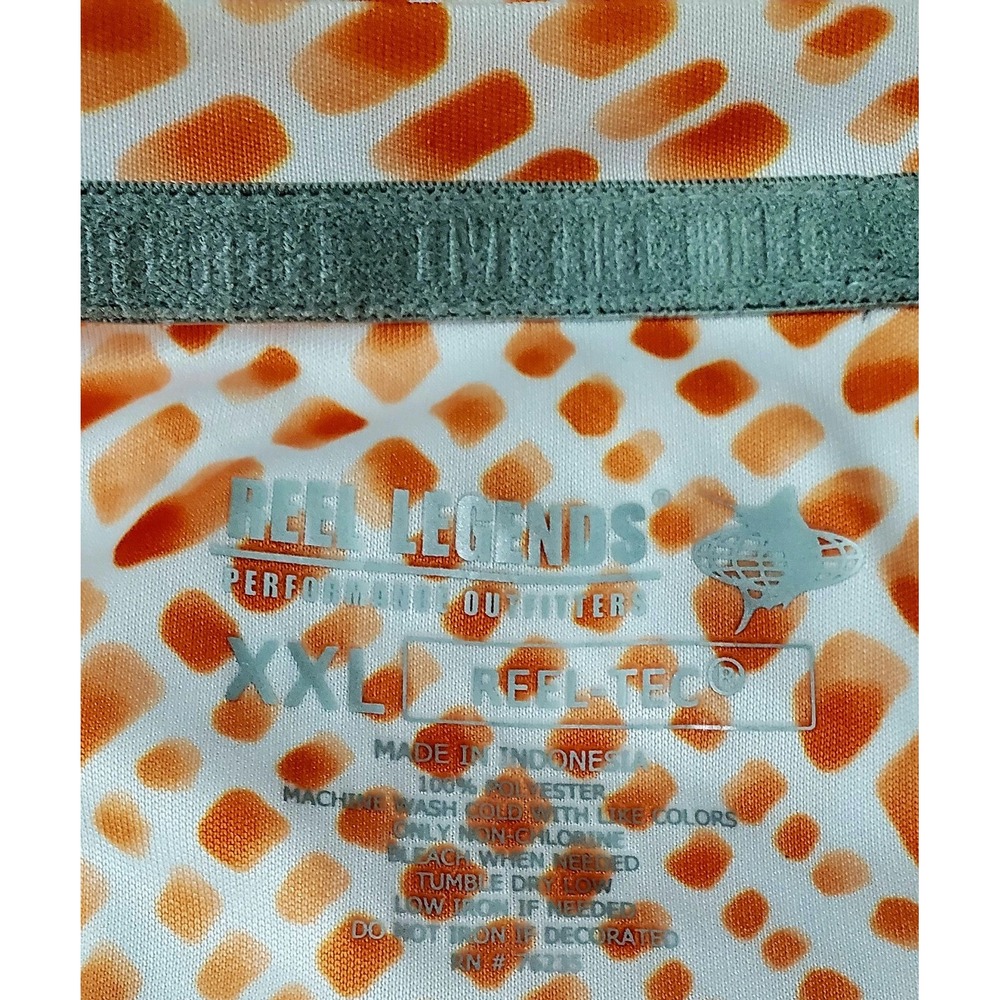 Reel Legends Fishing Shirt XXL Snakeskin Pattern Print Orange Coral on White - Picture 6 of 6